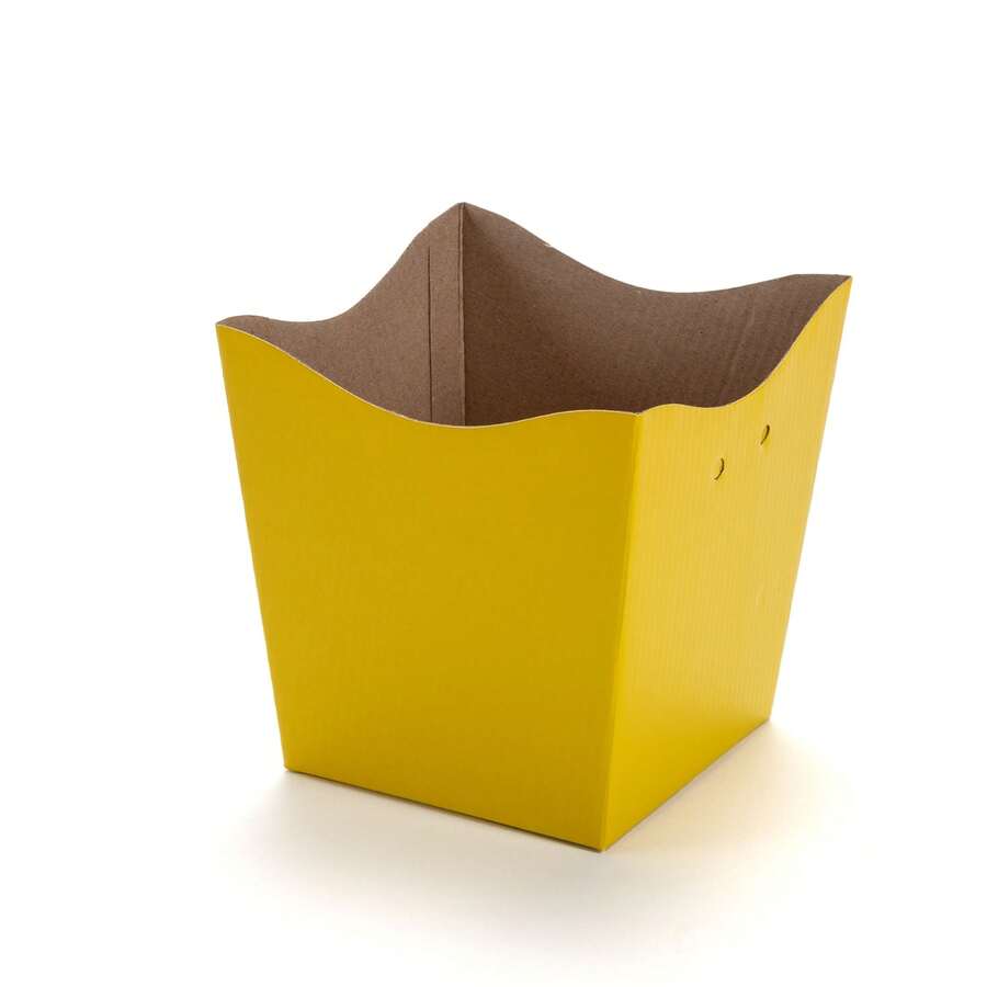 KIT 10 CACHEPOTS DE PAPELÃO VINTAGE PARA FLORES - POTE 15 - Amarelo - Visão 1