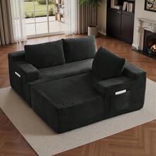 96''Sectional Couches For Living Room,Modern Modular Sectional Sofa,Upholstered Boneless Couch With Pockets,Comfy Cloud Couch With L Shaped Chaise (Blue, 96''W Right Facing Chaise) - 黑色 - 查看 7