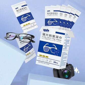 1 förpackning 10/30 st våtservetter för glasögonrengöring, engångsduk för linsrengöring, lämplig för glasögon, smartphones, datorer, kameror och andra glasytor, bärbar förpackning, lämplig för hemmet, resor