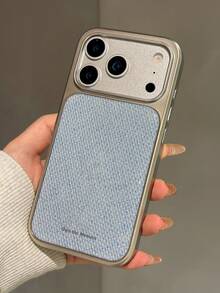 Cute Simple Knitted Pattern Silvery Epoxy Phone Case Compatible With IPhone 17 ProMax 17Pro 17 Air 17 16 15 14 13 Pro Max Plus Fashion Jersey Soft Protective Back Cover For Girl Gift - Blue Knit - View 5