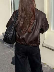 Black Edgy Biker Casual Loose Long Sleeve Leather Jacket For Women, Autumn/Winter Fall Cloth For Women  Women'S Motorcycle Style Faux Leather Jacket - Loose Fit, Zip-Up With Button Details, Beige Casual Streetwear Coat For Winter & Fall, Motorcycle Riding Gear  Jacket  Jackets For Women  Cardigan  Define Jacket  Sports Jacket  Ski Clothes Women  Zip Up Jackets  Fitted Jacket  Winter Coat For Women  Abrigos De Invierno Para Mujer  Buscar  Christmas Outfit Women  Winter Clothes For Women  Vestido De Mujer  Conjuntos Elegantes De Mujer  Conjuntos Elegantes  Winter Clothes For Women  Christmas Outfit Women  New Years Outfit Women  Vacation Outfits Women  Ropa De Invierno Mujer  Dresses For Women Elegant  Christmas Outfit - màu nâu - Xem 5