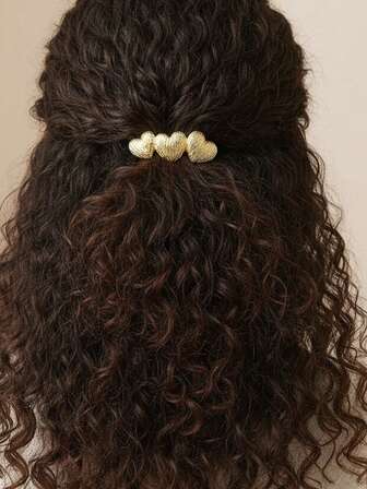 1pc Women's Metal Heart Shaped Hairclip, Simple & Versatile