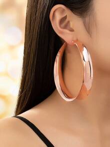 1pair Fashionable Exaggerated And Versatile Minimalist Oversized Hoop Earrings For Women - Silver - View 14