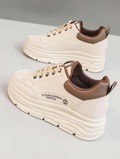 2026 Spring/Summer New Women Shoes Thick Sole Casual Solid Color Versatile Fashion Sneakers