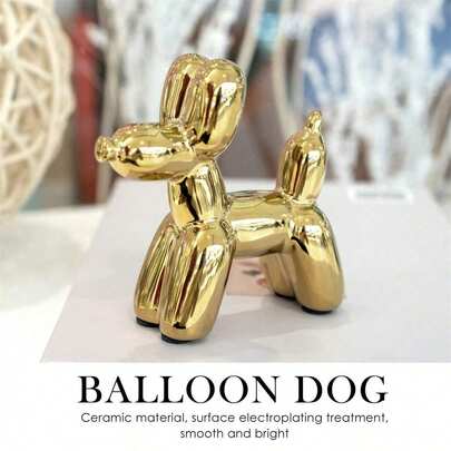 Gold Metal Balloon Dog Sculpture, Modern Art Statue, Home Decor Accessory, Animal Art Piece For Coffee Table, Kitchen Decoration, Harmonious Color Combination