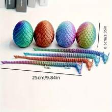 2 Pieces/Set 3D Printed Dragon And Dragon Egg - Ornament Statue Decoration, Colorful Collectible Decoration Model, Office Desk Ornament Sculpture, Home Car Interior Decoration Craft, Suitable For Holiday Party Decoration, Ideal Christmas Gift, Halloween, Easter, Thanksgiving, Birthday Gift - Purple 2 Pieces (1 Egg + 1 Dragon) - View 12