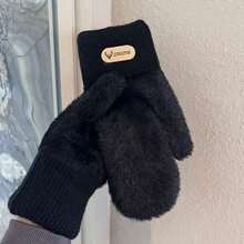 1 Pair Thick Thermal Lined Warm Gloves, Solid Color Multi-Purpose Cold Weather Gloves, Suitable For Outdoor Cycling, Winter Warmth, Thermal Lined, Birthday Christmas Gift