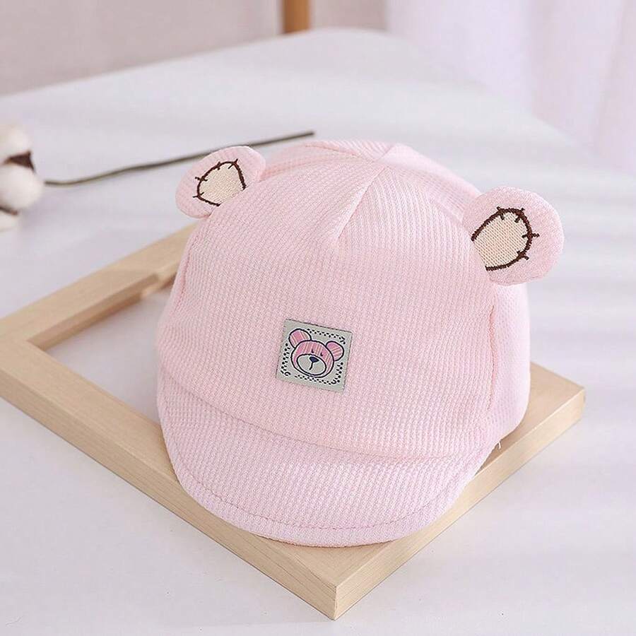 Baby Hat, Children's Hat, Embroidered Bear Ears, Unisex, Cotton, Cute, For Kids, Girls, Boys - Rosa - 查看 1