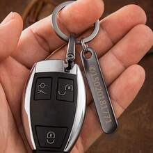 Customized Engraved Titanium Alloy Keychain - Personalized Name And Phone Number Tag, Double-Sided Engraving, Anti-Lost Dog Tag, Accessory, Gift For Car Enthusiasts - Multicolor - View 2
