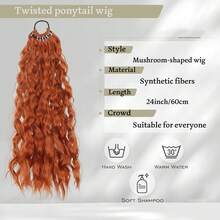 Bright Orange Curly Hair Ponytail Wig, With One-Click Function To Unlock Unique And Styles, Easily Creating An Atmosphere. Suitable For Various Gatherings And Other Occasions To Wear. - Multicolor - View 4