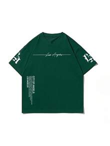 Zrgoth 男士休闲百搭简约印花元素短袖T恤 - 墨綠色 - 查看 6