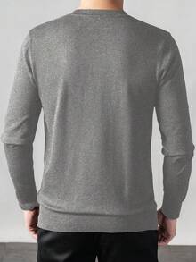 男士纯色圆领长袖休闲百搭轻薄宽松针织衫