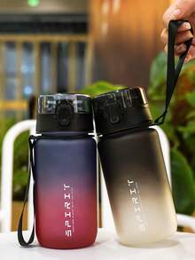 1pc 600ml/21oz Gradient Matte Drinking Sports Water Bottle - Time Scale Markings, Portable Handle Strap - Suitable For Running, Cycling, Outdoor Sports, Holiday & Birthday Gifts - Multicolor - View 7