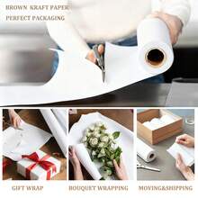 Brown & White & Red Kraft Paper Rolls Ideal For Gift Wrapping, Packing, Moving, Wall Art, Crafts, Bulletin Boards, Shipping, Floor Covering, Table Runner