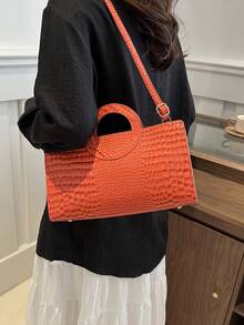 The New Simple, Fashionable, Versatile, Gorgeous, Retro Hand-Carry, Cross-Body Round Tote Bag - Red - View 3