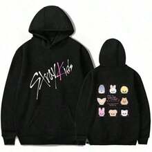 A Stylish And Versatile Piece.HoodiesStray KidsS Tour Merch Hoodies New Logo Kpop Felix HyunjinS Fashion Cool Hoodie Men Women SweatshirtsLoose And Comfortablehoodies De Mujer - 黑色 - 查看 7