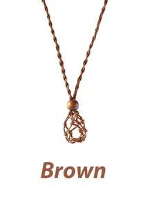 1PC Crystal Stone Holder Mesh Pocket Cage Pendant Necklace Natural Stone Mesh Pocket Woven Necklace Pendant Adjustable Retractable Mesh Pocket Handwoven Mesh Holder - Cage Holder - View 15