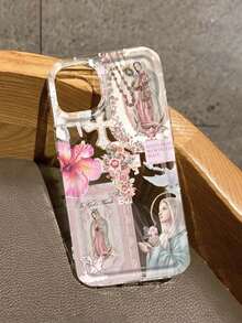 1pc Personalized Cross & Virgin Mary Graphic Aesthetic Pattern Transparent TPU Shock-Absorbing Anti-Fingerprint Phone Case Compatible With IPhone 16 Pro/16 Plus, 15/15 Pro Max/15 Pro, 11/12/13/14 Pro Max, 11 Pro/11 Pro Max, 12 Pro/12 Pro Max, 13 Pro/13 Pro Max, 14 Pro/14 Pro Max, Soft Case, High-End Creative Design - Multicolor - View 6