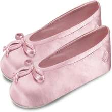 Isotoner Women'S Classic Stretch Satin Ballerina Slippers With Satin And Sequin Bow Tie - Màu đỏ tím - Xem 2