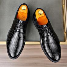 男士黑色系带正装皮鞋，适合婚礼和商务场合 - 黑色 - 查看 3