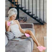 4件套女士保湿手足护理套装，包含：超柔软内衬乳霜SPA腿套、修复干燥皲裂足部保湿手足套（日常佩戴）、保湿凝胶足膜腿套、去角质修复腿套、滋养足膜凝胶腿套、四季保湿防皲裂袜套装、含精油的滋养手套 - 彩色 - 查看 8