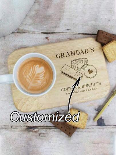1pc Personalized Wooden Snack Tray, Perfect Family Gift For Parents And Grandparents, Customizable, Wooden Snack Platter, Afternoon Tea Tray, Christmas Decor, Housewarming Gift