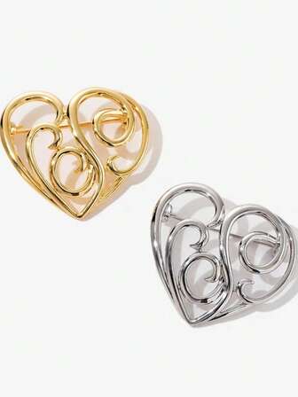 1개 - 새로운 스타일의 심플한 오픈 하트 모양 브로치, 패셔너블하고 버서타일하며 작고 독특한 코사지, 고급 눈부심 방지 핀 액세서리