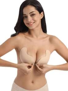 2/1 Pair Cleavage-Enhancing Sticky Bra: Silicone Backless Adhesive Bra, Self-Adhesive Strapless Mango-Shaped Bra, Invisible Bra, Suitable For Dresses And Wedding Gowns - Multicolor - View 3