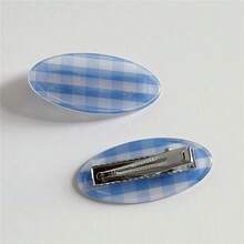 Stilvolle karierte Haarclips für Frauen - Niedliche ovale Haarspangen aus Harz, modische karierte Haraccessoires geeignet für Alltag/Party (Rosa/Rot/Blau/Schwarz), Valentinstag Accessoires, Haarklammern, Haarspangen - Verschiedenfarbig - Übersicht 6