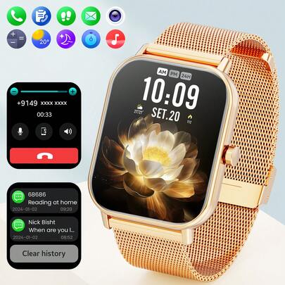 Hwagol 1.83" HD Smart Watch, 220mAh, Unisex (Call/Dial), Fitness Tracker With 100+ Sports Modes, Sleep Monitoring, Activity Tracker, Compatible With IOS/Android, Steel/Silicone Dual Strap, Mother's Day Gift