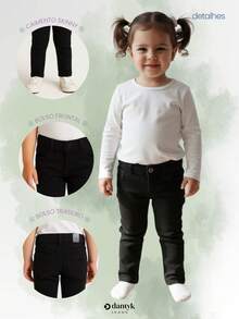 Calça Jeans Menina Infantil - Preto - Visão 5