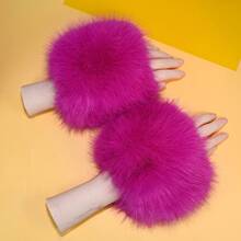 Áo khoác tay ngắn bằng lông nhân tạo dành cho nữ, thời trang để mặc hàng ngày - màu đen - Xem 25