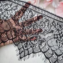 3 Meters/118in Eyelash Lace Trim Fabric, Suitable For Decorating Veils, Wedding Dresses, Strapless Dresses, Tablecloths, Curtains, Clothing Decoration, Wedding Decor, And DIY Crafts - Black - View 4