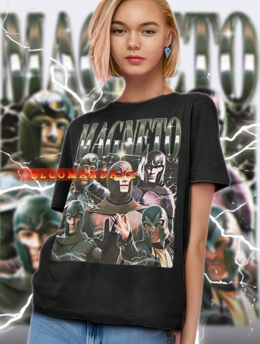 MAGNETO Bootleg Tee, Magneto Tees, Magneto Sweater, Ian McKellen Shirt, Charles Xavier Tee, Wolverin - 黑色 - 查看 1