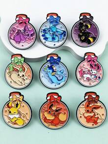 9pcs/Set Anime Figure Eevee Cute Cartoon Enamel Pin Brooch Lapel Pins Badge On Backpack Clothing Accessories Fashion Jewelry Friends Gifts - Black - View 6