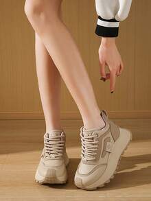 Zapatos casuales caqui para mujer,zapatos deportivos,suela gruesa para exteriores con aumento de altura, estilo de vacaciones elegante y versátil, zapatos para estudiantes de senderismo y skateboard al aire libre, tenis gruesos,zapatos de mujer, zapatos con aumento de altura, regalos de Acción de Gracias y Año Nuevo - Caqui - Ver 5