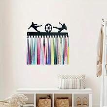 1pc Football Medal Hook Display Stand, Medal Holder, Solid Black Steel Metal, Wall-Mounted For Over 50 Medals, Easy To Install, Hook Display Stand