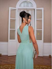 Long Tulle Wedding Dress For Bridesmaids, Without Glitter. - Mint Green - View 5