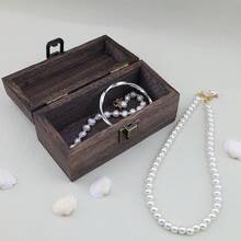 Antique Wooden Box With Hinged Lid And Lock Rectangle Wooden Storage Box Decorative Wood Box Crafts, Hobbies, Gifts, And Jewelry Box - Rustic Brown - View 5