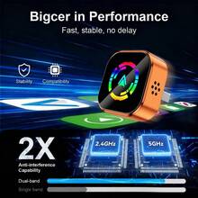 2026 Wireless Carplay Adapter For IPhone/Android - Fast Connection,No Latency,Hands-Free Call Wireless Adapter Electronic Charger Carplay Dongle - Colorful Orange - 查看 4