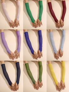 1 Đôi Găng tay lưới hở ngón màu trơn dành cho nữ, thanh lịch cho tiệc tối, biểu diễn, đám cưới - găng tay lưới - Xem 10