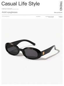 1 pieza Gafas de moda con montura ovalada, versátiles y adecuadas para la mayoría de los tipos de rostro, para uso al aire libre