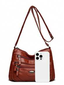 2026 女士奢华软皮设计师包 - 多口袋斜挎单肩包 - 紅色 - 查看 11