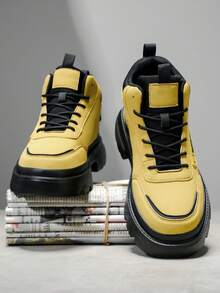 Men's Breathable Versatile Outdoor Casual Fashion Sports Sneakers, Chunky Sneakers - Yellow - View 6