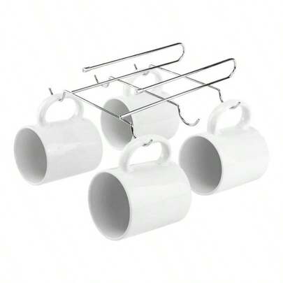 SH - 10251 Under Under Shelf Tea Cup Rack -, One Size, Silver