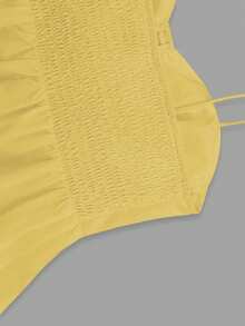 1pc Women's Casual Sleeveless Ruffle Hem Blouse, Elegant French Minimalist Pure White Tube Top Cropped Camisole, Fitted Vacation & Commute Lightweight Camisole Tie Front Tank Top, Y2K Sexy Babydoll Accentuates Curves Outerwear, Spring/Summer/Autumn