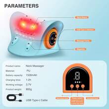 1个可充电1500mAh电动颈椎按摩器颈肩拉伸器放松按摩枕
