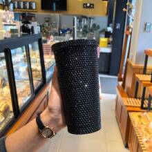 1 Stück 600ml ästhetischer Bling Strass Becher - 304 Edelstahl vakuumisolierter Becher mit auslaufsicherem Deckel, süßer funkelnder Wasserflasche für Reisen, Gym, Büro, perfektes Geschenk für Mädchen & Frauen - Verschiedenfarbig - Übersicht 10