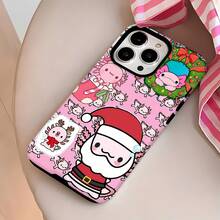 Bonita funda navideña 2 en 1 brillante para teléfono con diseño de Papá Noel y ajolote para  17 y otros modelos  17  16 Pro Max  15 Pro Max  13 y  12 Fabricada en material de TPU que proporciona protección contra golpes y caídas Una excelente opción para regalar a familiares, amigos, seres queridos, novios/novias y regalos de Navidad.funda de  15,  17 Pro Max, fundas para , funda de  16 Plus, regalos de Navidad, funda de  13, funda de teléfono de Navidad, funda de  16 Pro, funda de teléfono  15 - Blanco - Ver 2