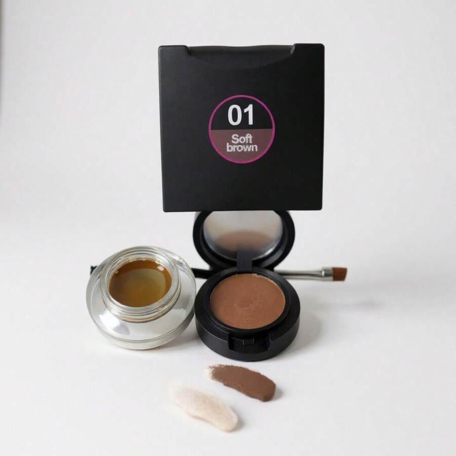 Kit Profesional para Cejas 4 en 1 Soft Brown – Gel, Pomada, Sombra y Brocha – Larga Duración - Soft Brown - Ver 1